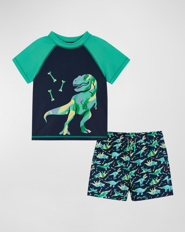 Boy's Dinosaur Graphic Rashguard Set, Size Newborn-24